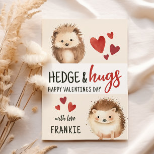 Hedge & Hugs Hedgehog   Classroom Valentines Day Holiday Card