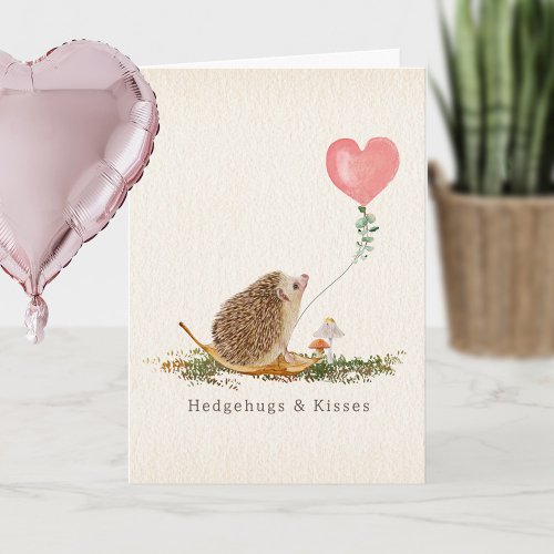 Hedge Hugs  Kisses Hedgehog Mushroom Valentine Card