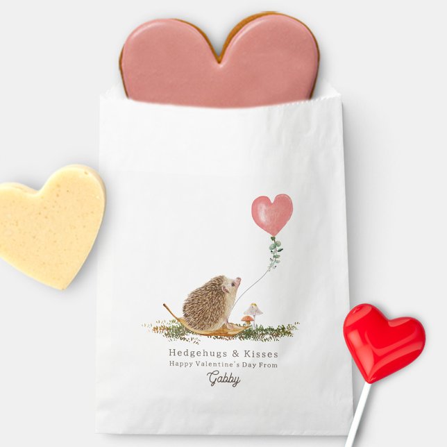 Hedge Hugs & Kisses Hedgehog Mushroom Valentine Favor Bag (Creator Uploaded)