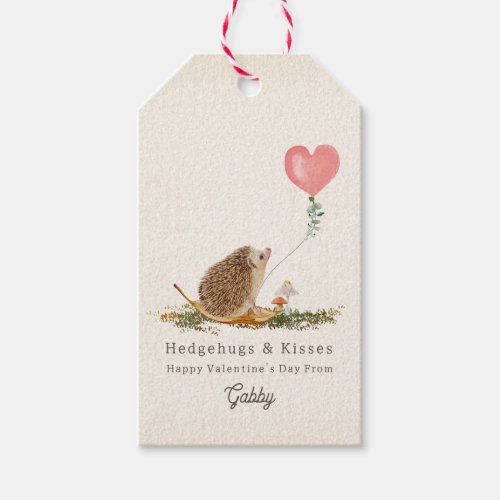 Hedge Hugs  Kisses Hedgehog Mushroom Valentine Gift Tags