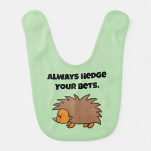 Hedge Your Bets Hedgehog Funny Gambling Cartoon Baby Bib