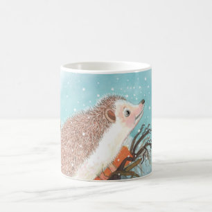 Hedgehog and first snowflakes coffee mug