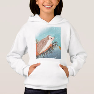 Hedgehog and first snowflakes hoodie