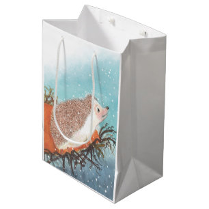 Hedgehog and first snowflakes medium gift bag