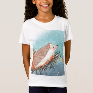 Hedgehog and first snowflakes   T-Shirt