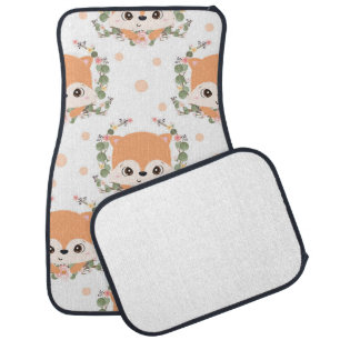 Hedgehog And Flower Tattoo Car Floor Mat