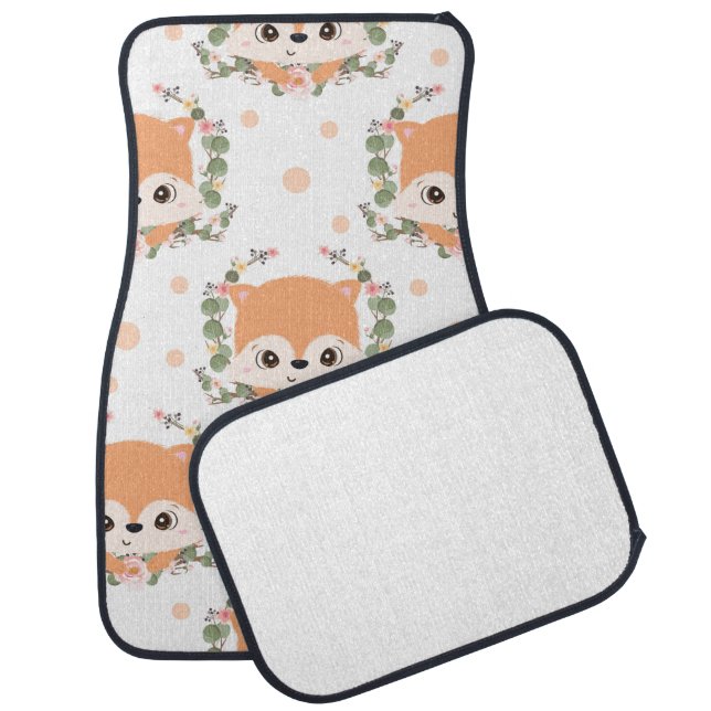 Hedgehog And Flower Tattoo Car Floor Mat (Set)