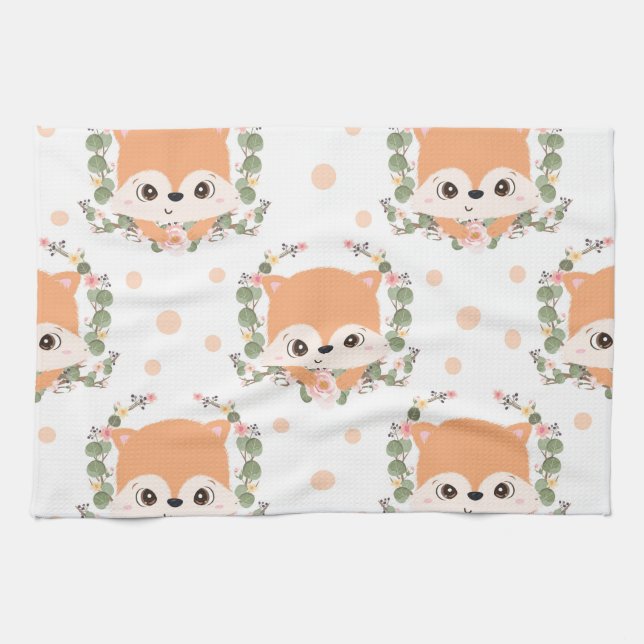 Hedgehog And Flower Tattoo Kitchen Towel (Horizontal)