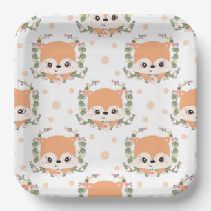 Hedgehog And Flower Tattoo Paper Plates