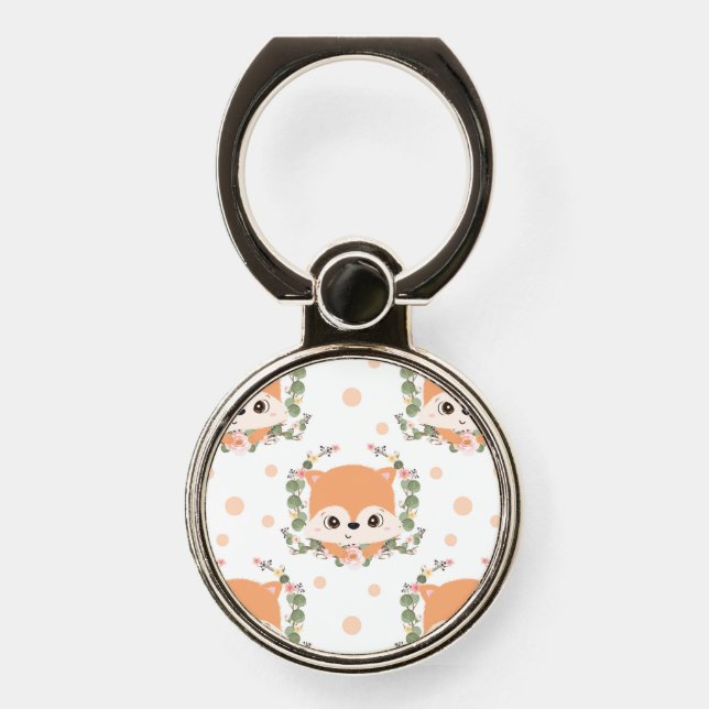 Hedgehog And Flower Tattoo Phone Ring Stand (Front)