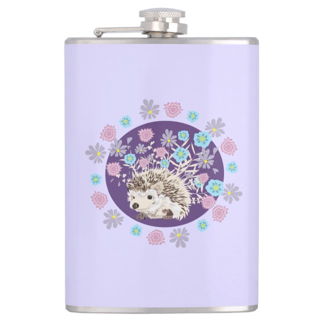 Hedgehog and Flowers Flask (Front)