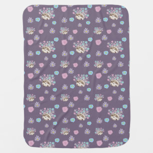 hedgehog and flowers pattern baby blanket