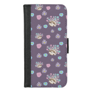 hedgehog and flowers pattern iPhone 8/7 wallet case