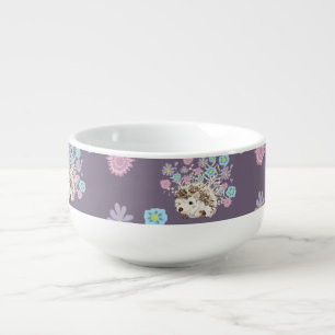 hedgehog and flowers pattern soup mug