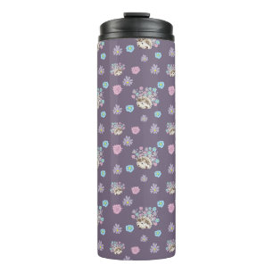 hedgehog and flowers pattern thermal tumbler