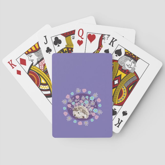 Hedgehog and Flowers Poker Cards (Back)