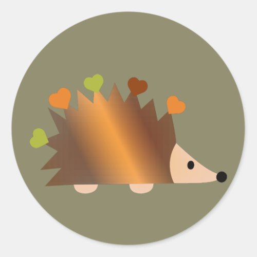 Hedgehog and Hearts Classic Round Sticker