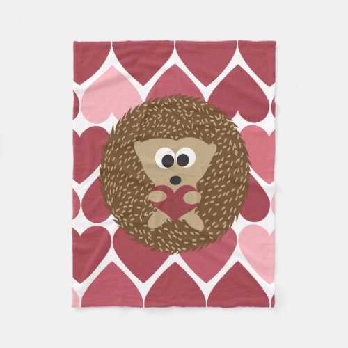 Hedgehog and hearts fleece blanket