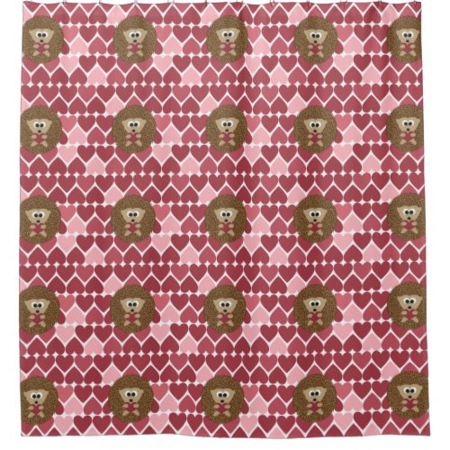 Hedgehog and Hearts Shower Curtain