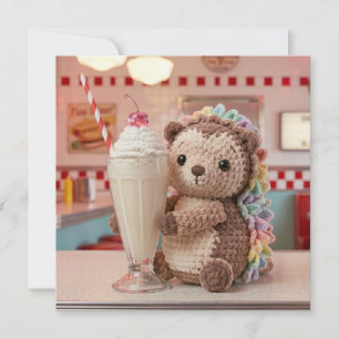 Hedgehog and Milkshake Blank Holiday Card