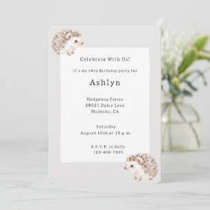 Hedgehog Animal Birthday Invitation