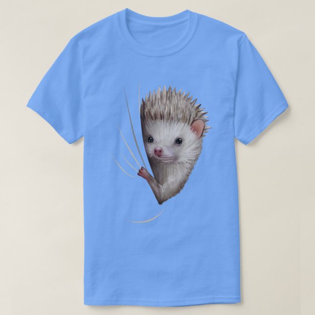 Hedgehog Animal Coming From Inside T-Shirt (Design Front)