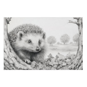 Hedgehog Animal Discovery Wild Nature Ink Sketch Faux Canvas Print