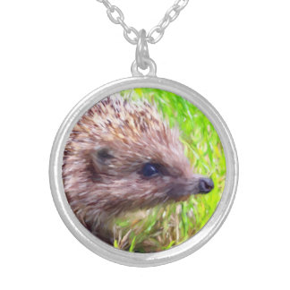 Hedgehog, animals, nature, cute silver plated necklace
