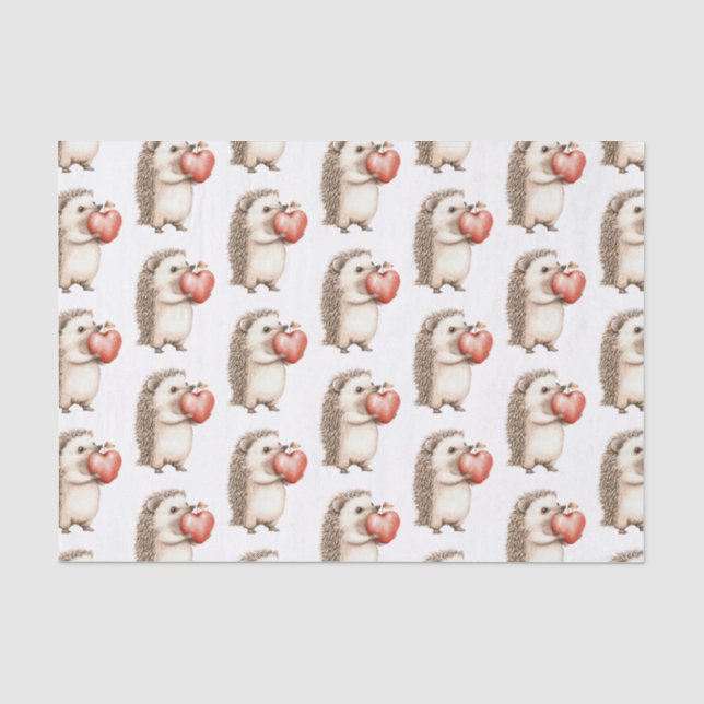 Hedgehog Apple Heart Birthday Tissue Paper (Front)