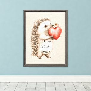 Hedgehog Apple Heart Canvas Print