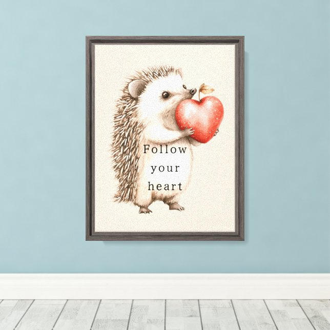 Hedgehog Apple Heart Canvas Print (Insitu(Wood Floor))