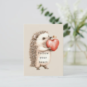 Hedgehog Apple Heart Postcard