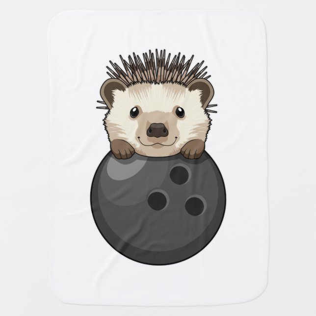Hedgehog at Bowling with Bowling ball Baby Blanket (Front)