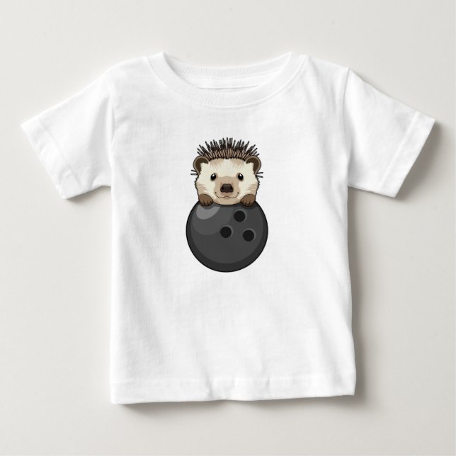 Hedgehog at Bowling with Bowling ball Baby T-Shirt (Front)