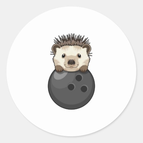 Hedgehog at Bowling with Bowling ball Classic Round Sticker