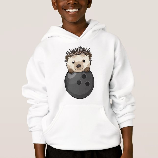 Hedgehog at Bowling with Bowling ball Hoodie (Front)