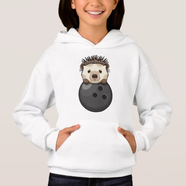 Hedgehog at Bowling with Bowling ball Hoodie (Front)