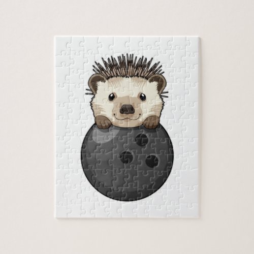 Hedgehog at Bowling with Bowling ball Jigsaw Puzzle