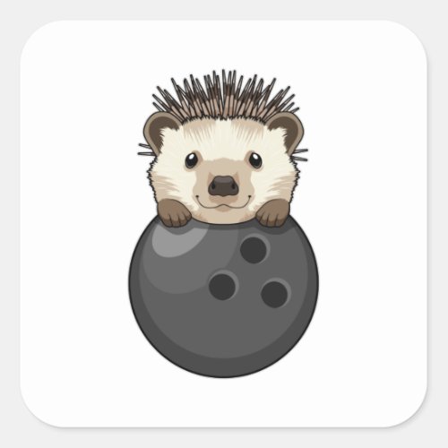 Hedgehog at Bowling with Bowling ball Square Sticker