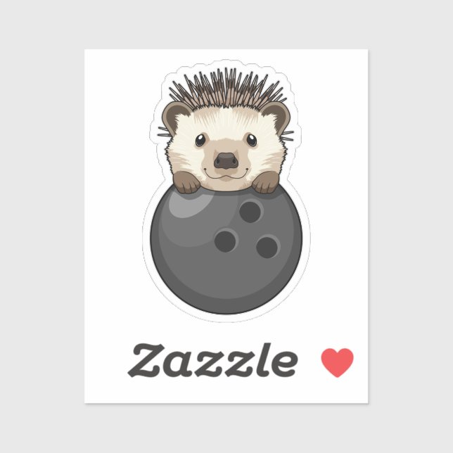 Hedgehog at Bowling with Bowling ball Sticker (Sheet)