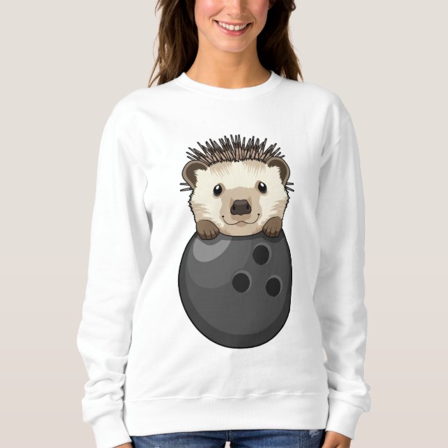 Hedgehog at Bowling with Bowling ball Sweatshirt (Front)