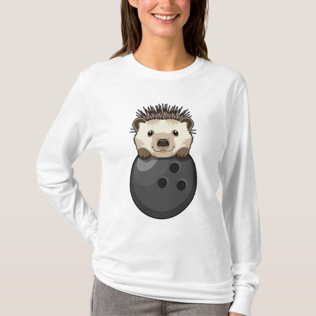 Hedgehog at Bowling with Bowling ball T-Shirt (Front)