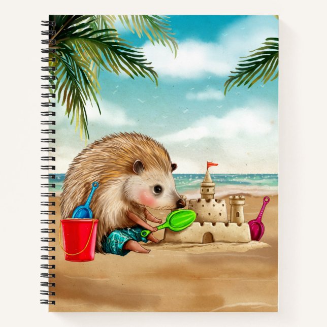 Hedgehog At The Beach Notebook (Front)