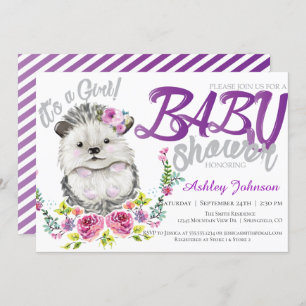 Hedgehog Baby Floral Baby shower Invitation