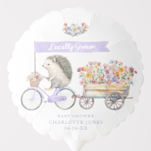 Hedgehog Baby Shower Balloon – Purple Floral Theme