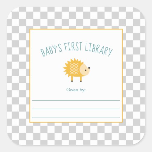 Hedgehog Babys First Library bookplate