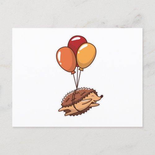 hedgehog balloons postcard