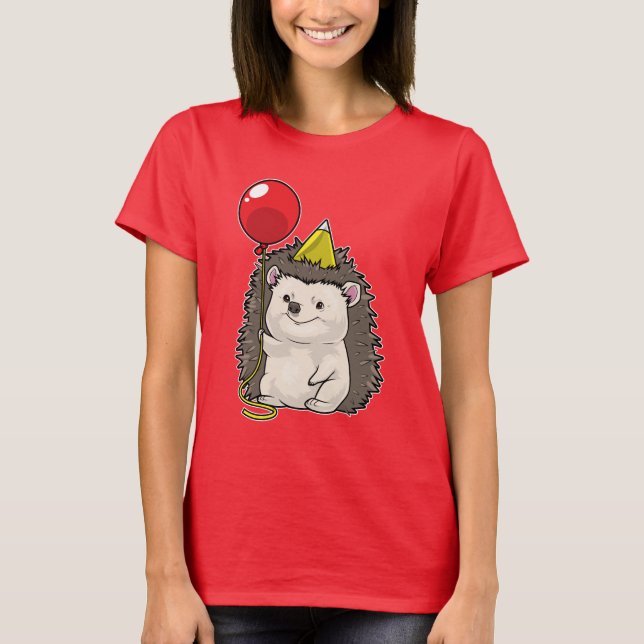 Hedgehog Birthday Balloon T-Shirt (Front)