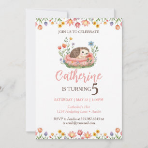 Hedgehog Birthday Cute Animal Invitation