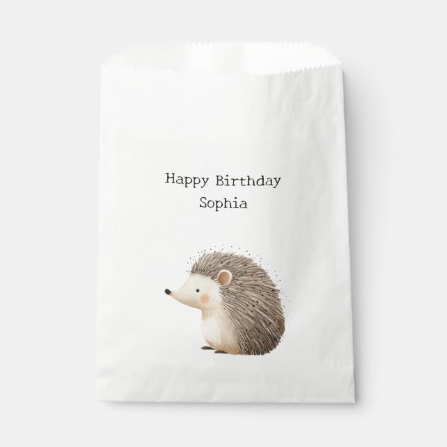Hedgehog Birthday Favor Bag (Front)